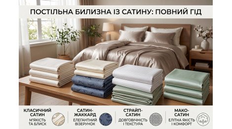 Постільна білизна з сатину: види, особливості, переваги та поради щодо вибору