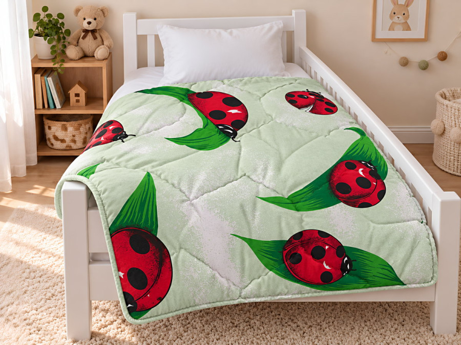 Ковдра дитяча 110x140 Ecotton антиалергенна бавовняна зеленого кольору 10-0098 Green