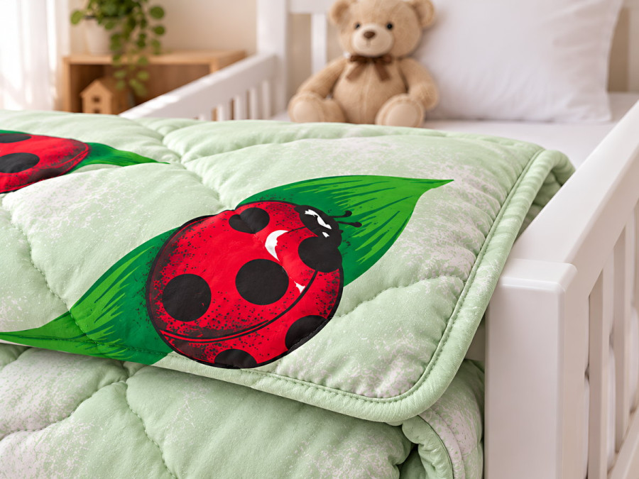 Ковдра дитяча 110x140 Ecotton антиалергенна бавовняна зеленого кольору 10-0098 Green