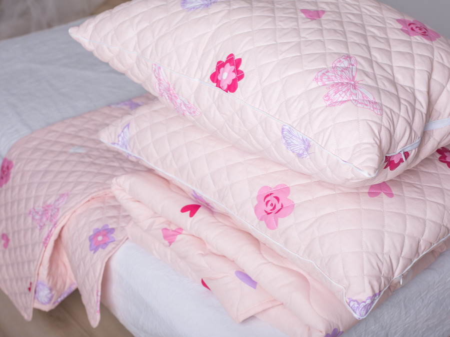 Children's Blanket + Bedspread + Pillow Set Pink 40-0986