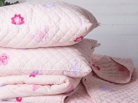 Children's Blanket + Bedspread + Pillow Set Pink 40-0986