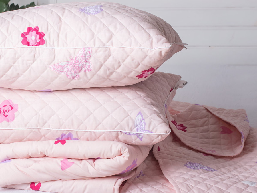 Children's Blanket + Bedspread + Pillow Set Pink 40-0986