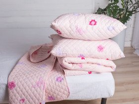 Children's Blanket + Bedspread + Pillow Set Pink 40-0986