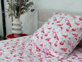 Постельное белье Ecotton Поплин Полуторный комплект Белый Фламинго 13283/1