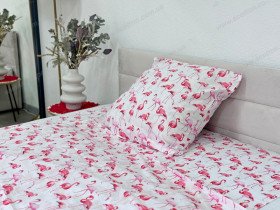 Постельное белье Ecotton Поплин Полуторный комплект Белый Фламинго 13283/1