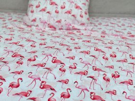 Постельное белье Ecotton Поплин Полуторный комплект Белый Фламинго 13283/1
