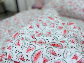Постельное белье Ecotton Поплин Полуторный комплект Белый Арбузы 13284/3