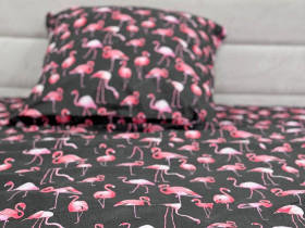 Постельное белье Ecotton Поплин Полуторный комплект Черный Фламинго 13283/2