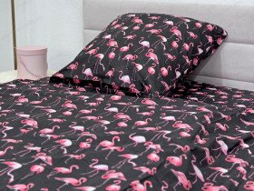 Постільна білизна Ecotton Поплін Полуторний комплект Чорний Фламінго 13283/2
