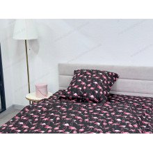 Постільна білизна Ecotton Поплін Полуторний комплект Чорний Фламінго 13283/2