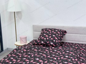Постільна білизна Ecotton Поплін Полуторний комплект Чорний Фламінго 13283/2