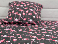 Постільна білизна Ecotton Поплін Полуторний комплект Чорний Фламінго 13283/2
