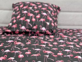 Постільна білизна Ecotton Поплін Полуторний комплект Чорний Фламінго 13283/2