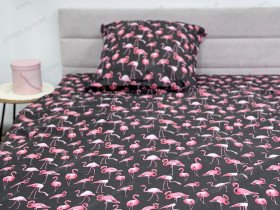 Постільна білизна Ecotton Поплін Полуторний комплект Чорний Фламінго 13283/2