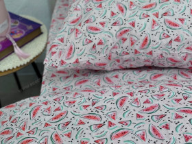 Постельное белье Ecotton Поплин Полуторный комплект розовый Арбузы 13284/2