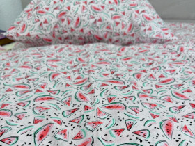 Постельное белье Ecotton Поплин Полуторный комплект розовый Арбузы 13284/2