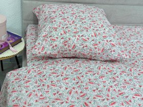 Постельное белье Ecotton Поплин Полуторный комплект розовый Арбузы 13284/2