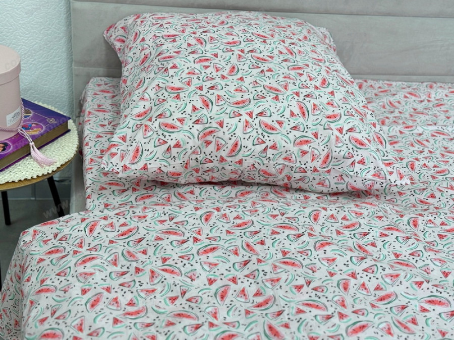 Постільна білизна Ecotton Поплін Полуторний комплект Рожевий Кавуни 13284/2