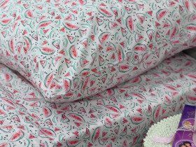 Постельное белье Ecotton Поплин Полуторный комплект розовый Арбузы 13284/2