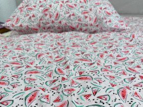 Постельное белье Ecotton Поплин Полуторный комплект розовый Арбузы 13284/2