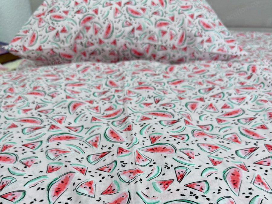 Постільна білизна Ecotton Поплін Полуторний комплект Рожевий Кавуни 13284/2