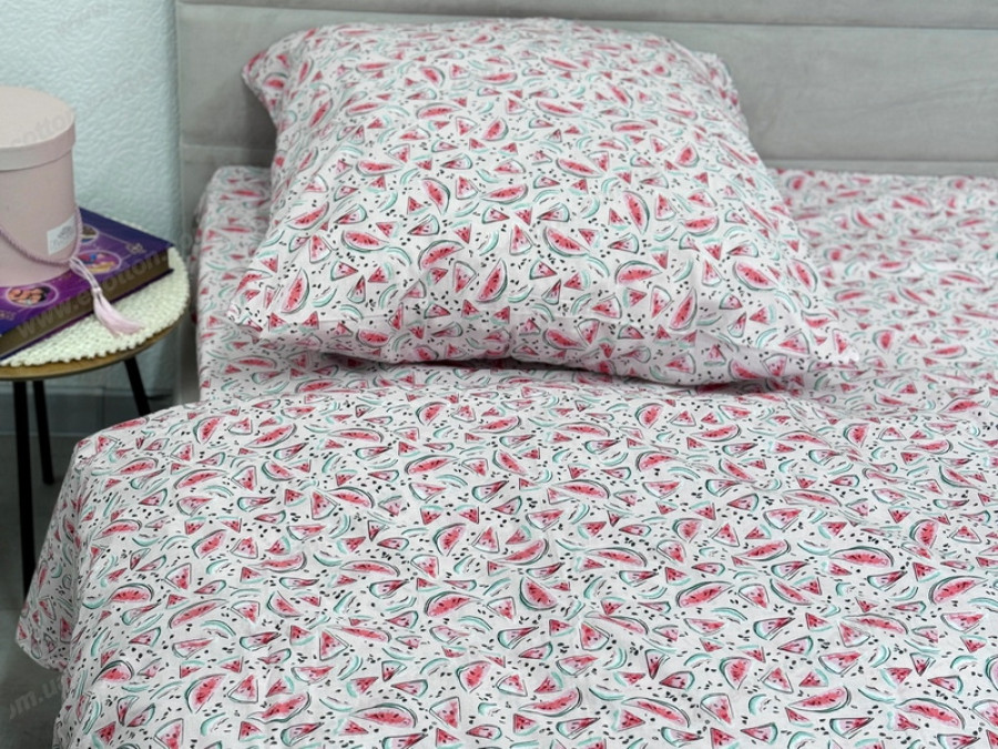 Постільна білизна Ecotton Поплін Полуторний комплект Рожевий Кавуни 13284/2