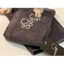 Set of terry towels for pets, 30x30 and 30x50, with embroidery, dark green