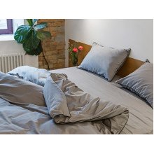 Постільна білизна Ecotton Сатин Євро комплект Сірий Natural