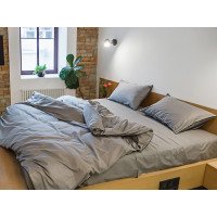 Постельное белье Ecotton Сатин Евро комплект Серый Natural