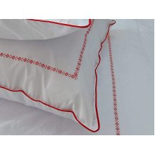 Bed linen Percale embroidery Euro set Red