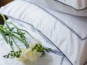 Постільна білизна Перкаль вишивка кант Євро комплект Чорний