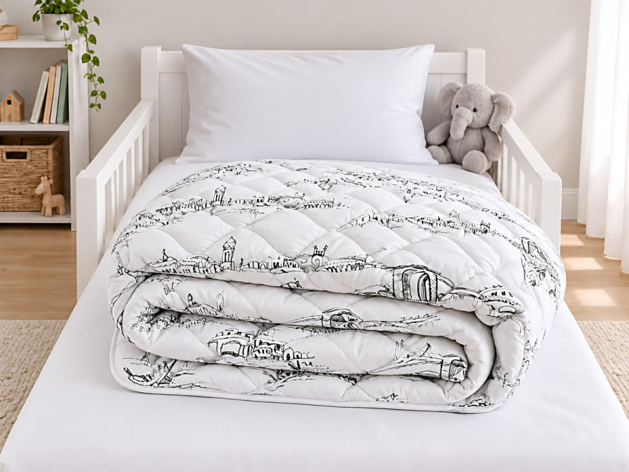 Ковдра дитяча вовняна 110x140 Ecotton бавовняна тепла сірого кольору 40-0965 Grey