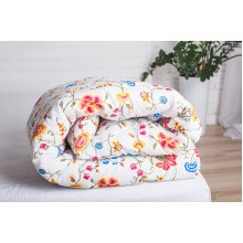 Double blanket 172x205 Ecotton anti-allergenic cotton white with flowers 20-0256 Blue