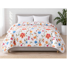 Double blanket 172x205 Ecotton anti-allergenic cotton white with flowers 20-0256 Blue