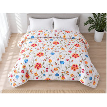 Double blanket 172x205 Ecotton anti-allergenic cotton white with flowers 20-0256 Blue