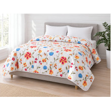 Double blanket 172x205 Ecotton anti-allergenic cotton white with flowers 20-0256 Blue