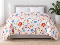 Double blanket 172x205 Ecotton anti-allergenic cotton white with flowers 20-0256 Blue
