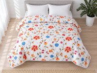Double blanket 172x205 Ecotton anti-allergenic cotton white with flowers 20-0256 Blue