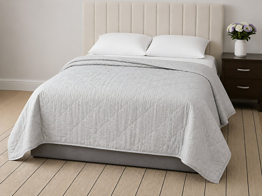 Одеяло двуспальное 172x205 Ecotton  антиаллергенное хлопковое легкое голубое 40-0966 Grey