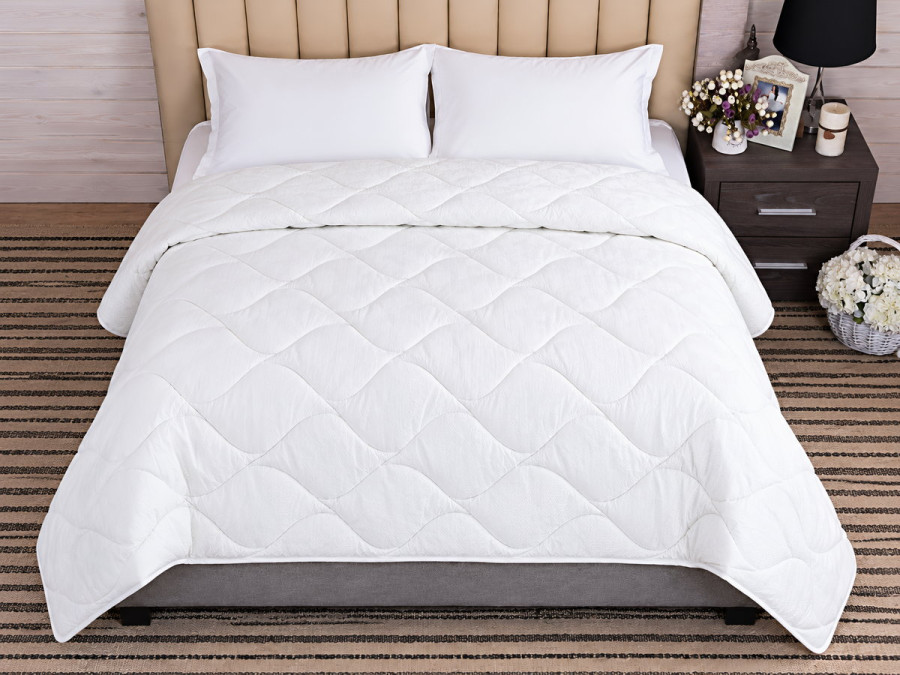 Ковдра двоспальна 172x205 Ecotton антиалергенна бавовняна тепла біла White