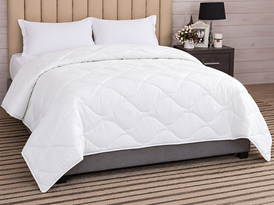Одеяло двуспальное 172x205 Ecotton антиаллергенное хлопковое теплое белое White