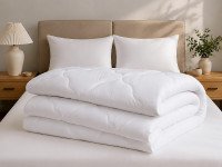 Ковдра Євро 200x210 Ecotton антиалергенна легка білого кольору