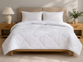 Одеяло двуспальное 172x205 Ecotton антиаллергенное всесезонное белого цвета White