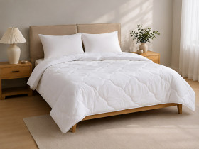 Одеяло двуспальное 172x205 Ecotton антиаллергенное всесезонное белого цвета White