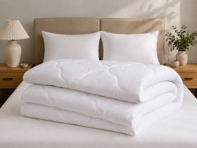 Одеяло двуспальное 172x205 Ecotton антиаллергенное всесезонное белого цвета White