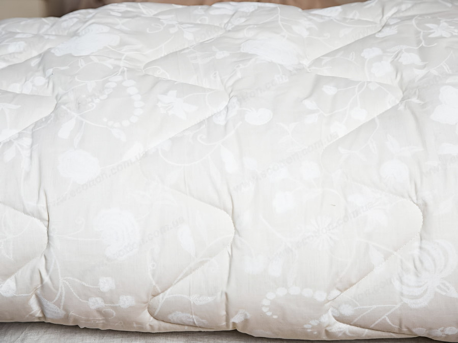 Double wool blanket 172x205 cotton warm milky color Ivory past 20-0256