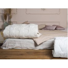 Double wool blanket 172x205 cotton warm milky color Ivory past 20-0256