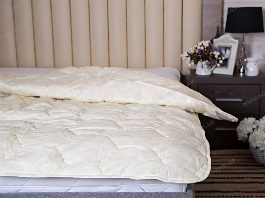 Double wool blanket 172x205 cotton warm milky color 20-1154 Papirus