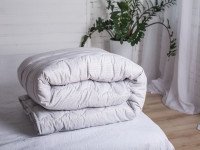 Double wool blanket 172x205 cotton warm gray color 10-0090 Ecotton