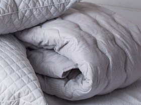 Одеяло шерстяное двуспальное 172x205 хлопковое теплое серого цвета 10-0090 Ecotton 
